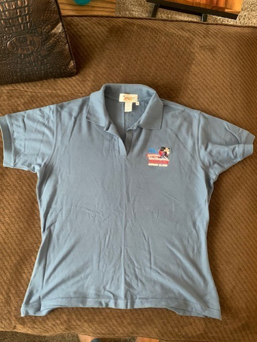 Walt Disney World 2003 10th Anniversary Marathon Blue Polo Shirt Women's Size L - Picture 3 of 4