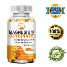 Magnesium Glycinate 400mg - 120 Capsules For Sleep, Stress Relief Support Bone