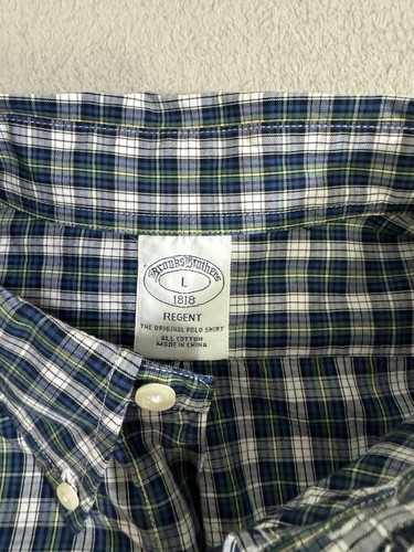 Brooks Brothers Regent Fit kariertes Herrenhemd Größe Large grün