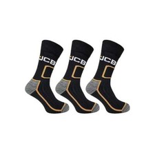 JCB 6-11 Black Shin Protext Work Socks 3 Pack Mens Workwear Socks Trade Boot
