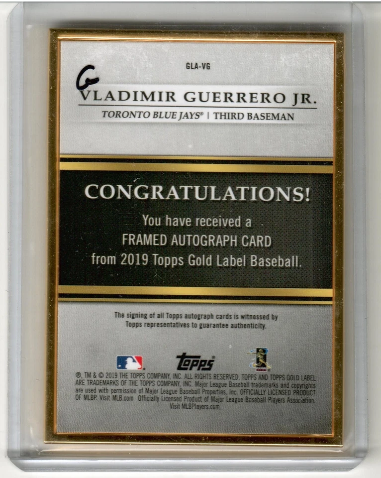 Vladimir Guerrero Jr. 2019 Topps Gold Label Framed Auto Rookie Card 21/25 - Image 2 of 2