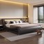 Lov4ever Curve Deluxe Upholstered Modern Bed Frame With LED Headboard – Dark Grey, Faux Leather