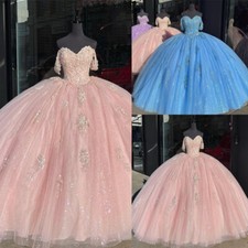 Pink Quinceanera Dresses Beaded Sweet 15 16 Prom Dress Pageant Party Ball Gowns