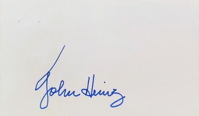 SIGNED John Heinz 3x5 Card US Senator Autograph w COA 