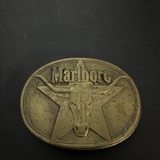 Vintage Marlboro Solid Brass Limited Edition Belt Buckle Phillip Morris Inc 1987