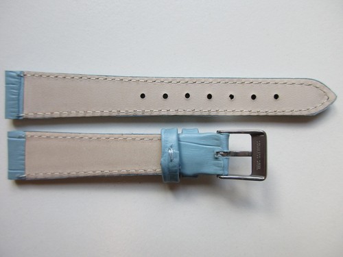 Baby blue alligator print 14 MM leather watch band strap - Picture 5 of 5