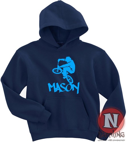 BMX personalised hoodie kids Adults top stunts tricks bike Hoody add your name - Picture 3 of 11