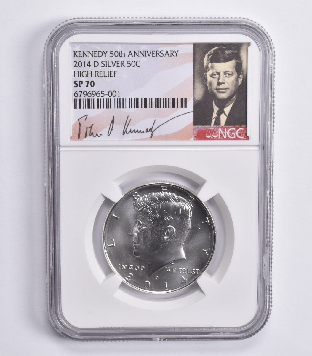 2014-D Kennedy Half Dollar Silver 50th Anniv SP70 High Relief NGC