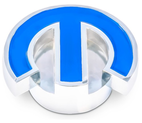 Mopar Deluxe Air Cleaner Nut Chrome w/Blue Logo, 1/4-20 & 5/16-18 Threads