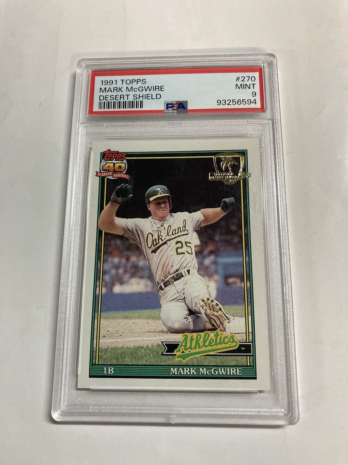 Psa 9 1991 Topps Desert shield Mark McGwire Oakland Athletics #270
