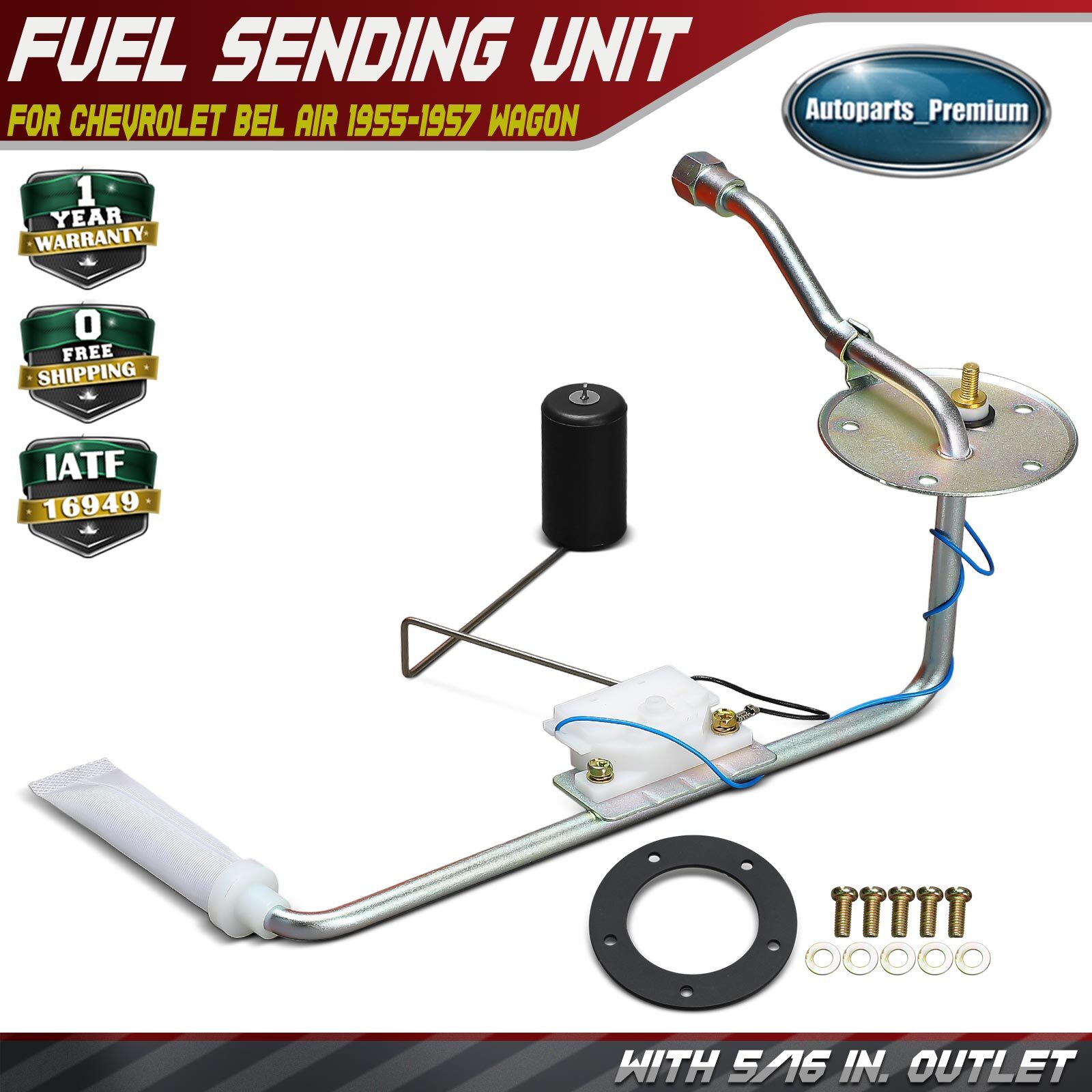 Fuel Tank Sending Unit w/ 5/16 In. Outlet for Chevrolet Bel Air 1955-1957 Wagon
