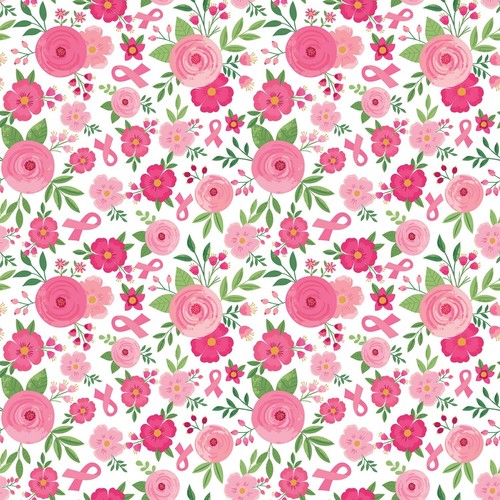BTY Strength In Pink Floral White Cotton Fabric P12623R By Riley Blake - Picture 2 of 2