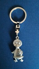 Schlüsselanhänger Ente, silberfarben, Metall matt