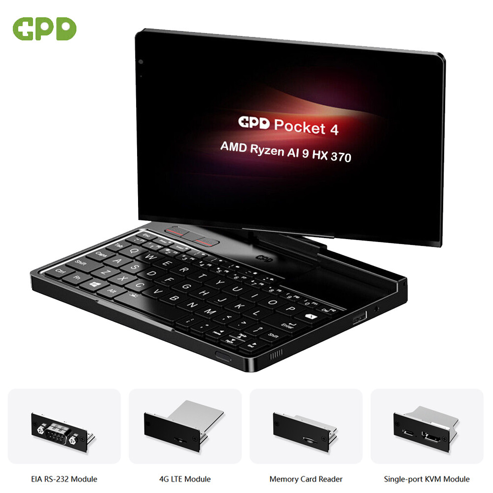 GPD Pocket 4 Mini PC Portable Handheld PC AMD Ai 9 HX370 32GB RAM+
