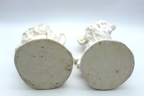 Pair of Vintage White Ceramic Statuettes ~ Man & Boy w/ Flutes ~ Ready to paint - Picture 6 of 7