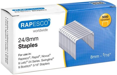 RAPESCO - 24/8mm Hard Wire Galvanised Steel Staples - Pack of 5000