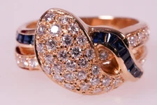 1.28ct. Brilliant sapphire ring snake 750 gold unique design size 52