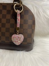 Bling Heart Bag Charm Keychain keyring fob Gold Ring Gift For Her Birthday New