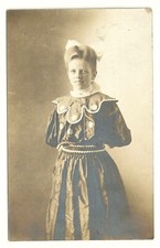 1910s Victorian RPPC Rick Rack Satin Dress Gi...