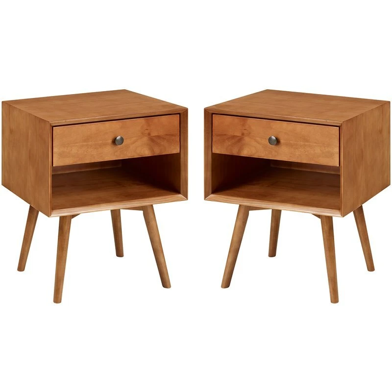 Walker Edison 2 Piece Mid Century Solid Pine Wood Bedroom