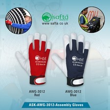 Safety Goatskin Leather Gloves Spandex Back Fleece Lining Warm & Durable