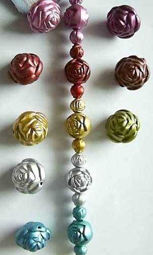ROSEBUD Beads Acrylic ROSE Flower All colors 3 sizes 8 14 20mm Gold Silver - 第 3/4 張圖片