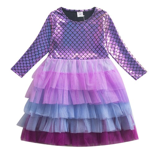 Kids Girls Mermaid Rainbow Tutu Skirts Costume Birthday Party Fancy Mesh Dress - Picture 14 of 25