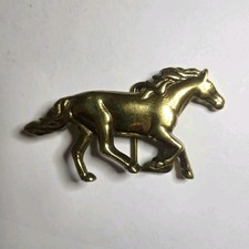 Solid Brass Taiwan Horse Belt Buckle Western Look Gold Color