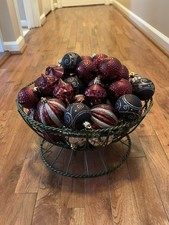 Lot of Burgundy Red Gold Brown Christmas Ornaments Shatterproof Ball Decorations