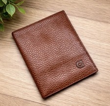 Men's Brown Leather Bifold Wallet w/ ID Window Card Holder