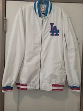 Los Angeles Dodgers Jeff Hamilton White Canvas Jacket JH Design Men's XL 