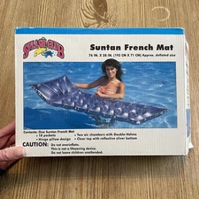 Vintage Splash Club Inflatable Suntan French Mat Pool Float 76 x 28 in.