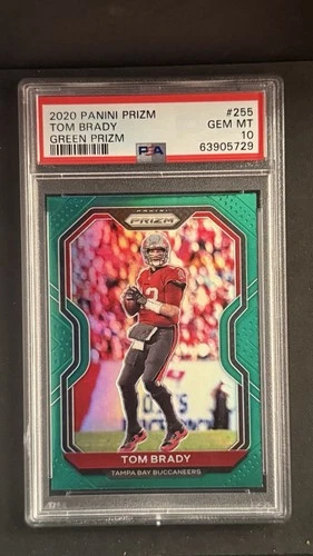 2020 Panini Prizm Tom Brady GREEN Prizm #255 Buccaneers PSA 10 GEM MINT