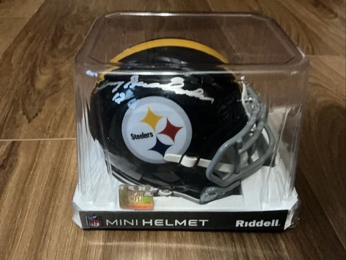 TERRY BRADSHAW Signed Steelers Black Mini Helmet BECKETT WITNESSED 3W003962