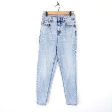M S Mom Jeans Size 10 Long Light Blue Wash Denim Cotton Stretch RRP  39.50
