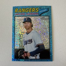 Jacob deGrom 2026 Topps Heritage Chrome Light Blue Sparkle #98 - Rangers