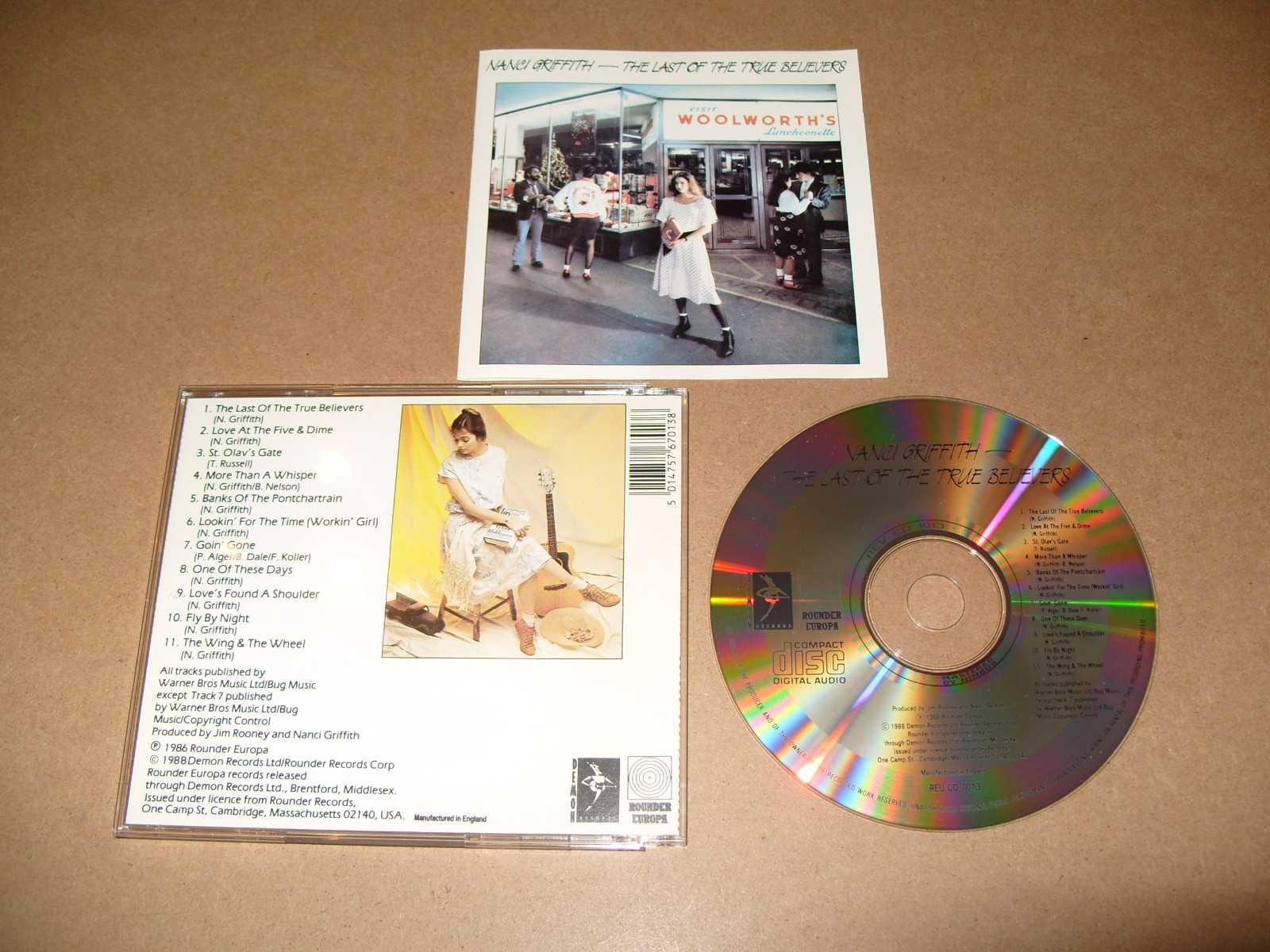 Nanci Griffith – The Last Of The True Believers 1988 CD + INLAYS NEAR MINT. (M2)