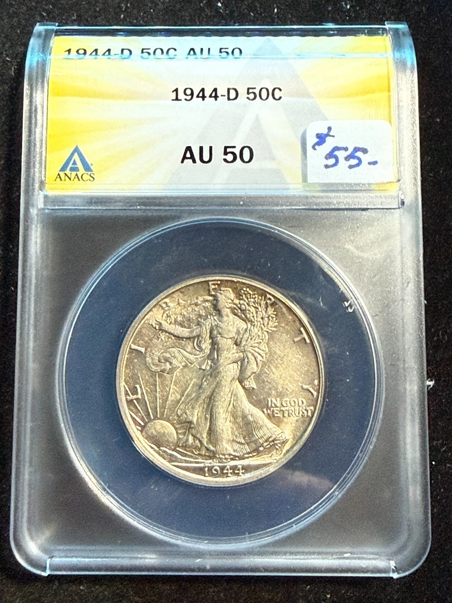 AU 50 Graded 1944 Year Liberty Walking Half Dollars (1916-1947