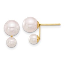 14k Yellow Gold 4-5mm and 6-7mm Akoya Saltwater Cultured Pearl Stud Earrings
