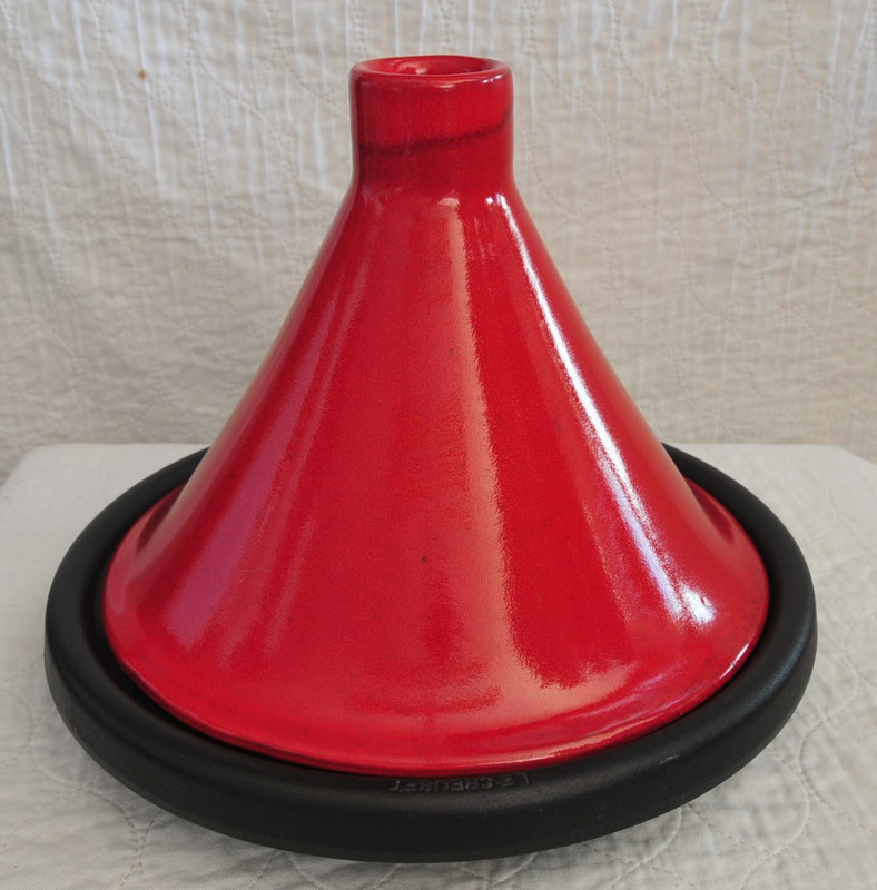 Vintage Le Creuset Cast Iron Stoneware Morocan Tagine 12" Red "Good Used Cond."