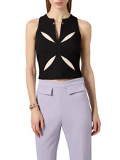Elisabetta Franchi top crop in tessuto crepe nero