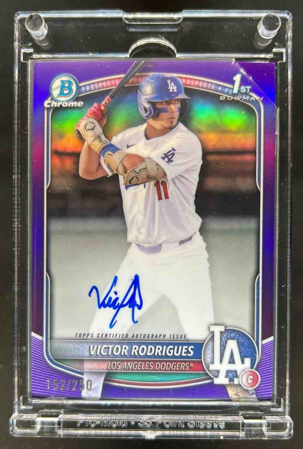 2025 Bowman Victor Rodrigues Chrome Auto Purple Refractor 1st #152/250