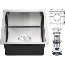 15x15 Inch Bar Sink Undermount, 18 Gauge Stainless Steel Small Kitchen Sink,