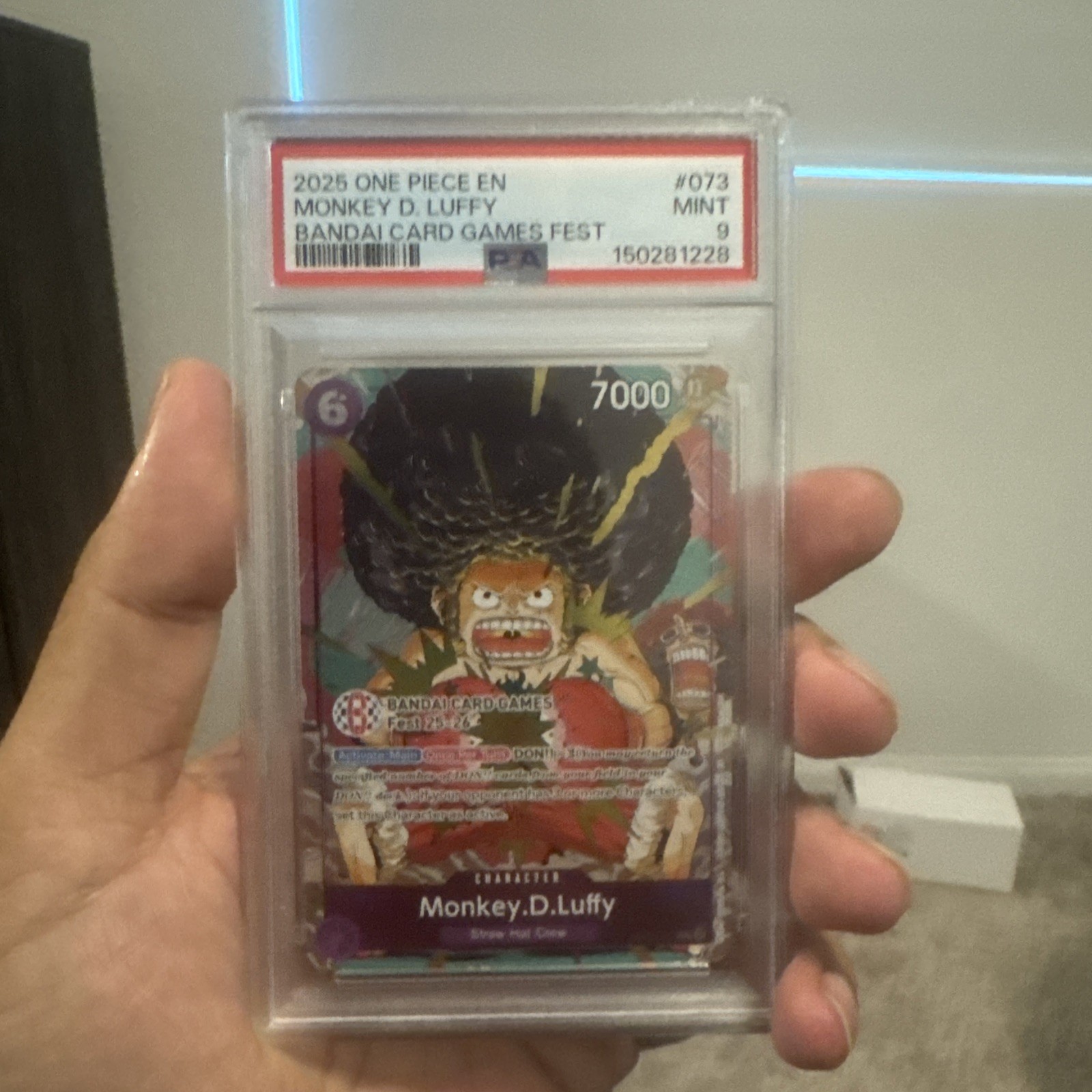 ONE PIECE 2025 BANDAI CARD GAMES FEST 25-26 MONKEY.D.LUFFY OP07-073 PSA 9