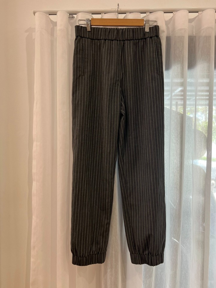 GANNI Women's Stripe Pull On Stretch Jogger Pants Black Size 36