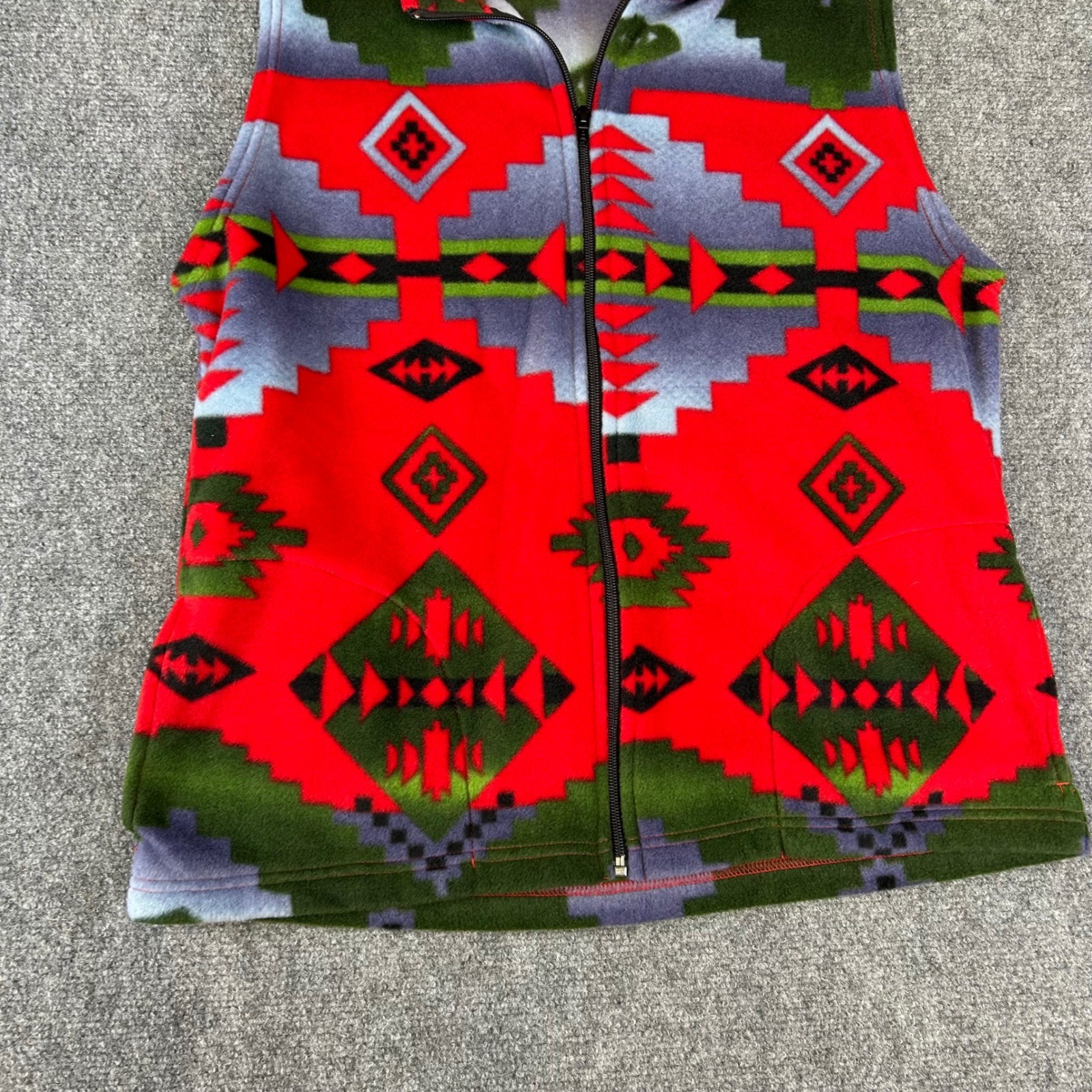 Back In The Saddle Womens Small Red Southwestern Fleece Full Zip Vest Geometric image 2