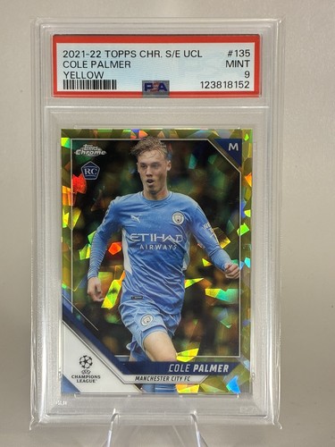 Topps 2021-22 Chrome Sapphire UCL Cole Palmer RC #135 Yellow /99 PSA 9