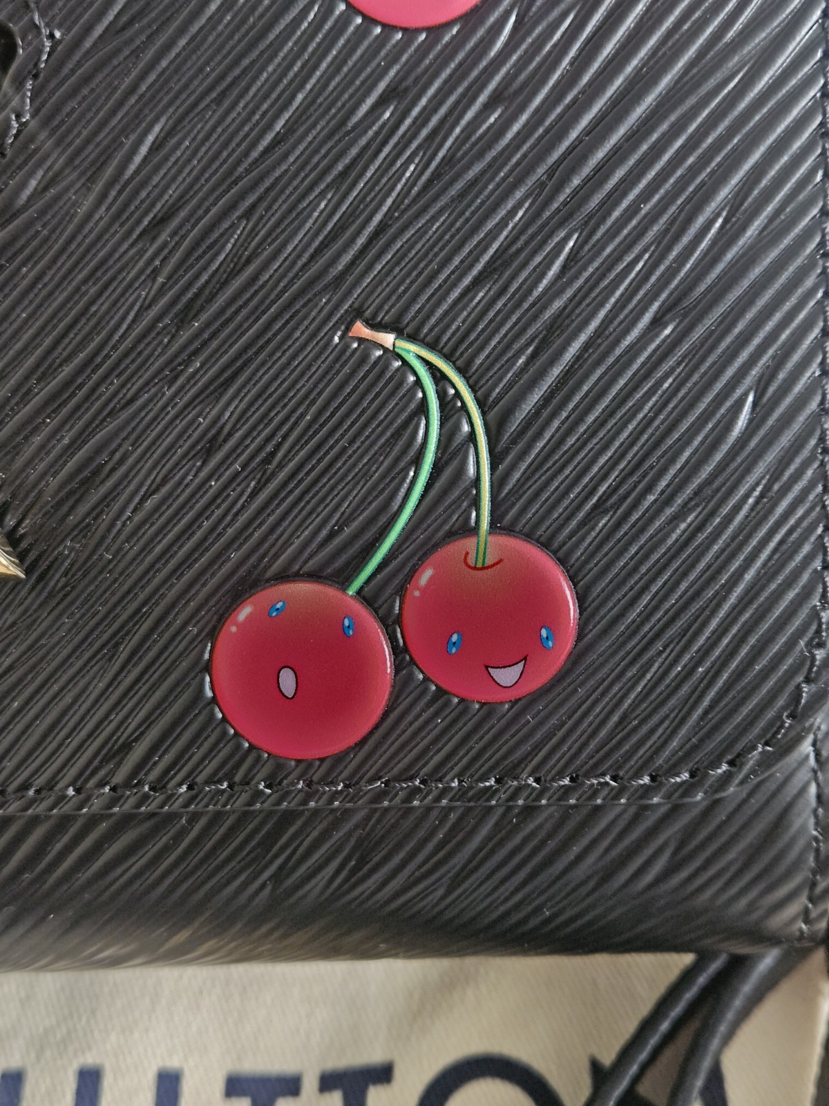 Rare Louis Vuitton X Murakami Cherry Twist MM Black Epi Bag image 10