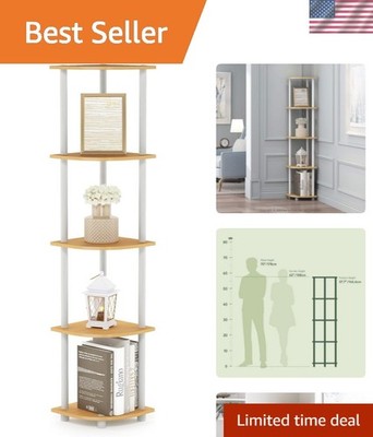 Durable 5-Tier Corner Bookshelf - Stylish Multi-Functional Storage Solution