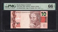 Brazil 10 Reais 2010 P254d Uncirculated Grade 66